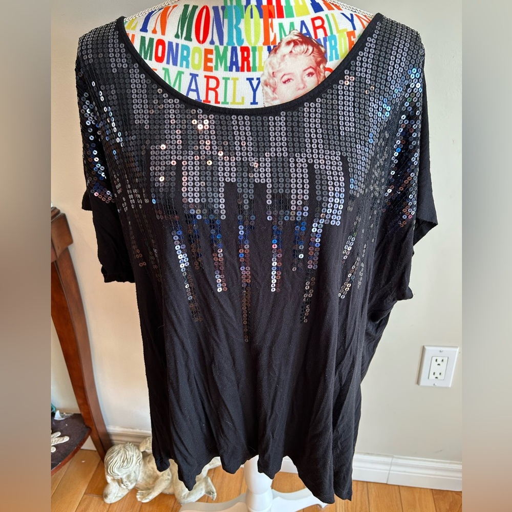 Apt. 9 Elegant Black Sequined Top